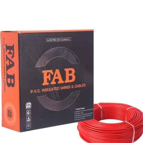 FAB 0.75 Sqmm Single Core Red FR PVC CCS Copper Insulated House Wire, Length: 91 m