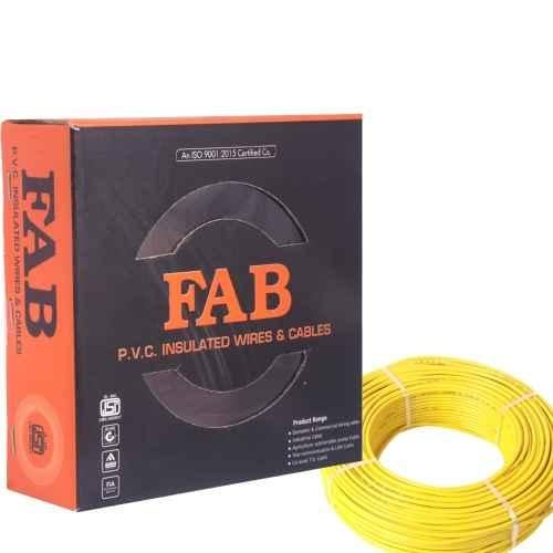 FAB 1.5 Sqmm Single Core Yellow FR PVC CCS Copper Insulated House Wire, Length: 91 m