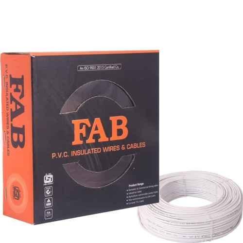 FAB 2.5 Sqmm Single Core White FR PVC CCS Copper Insulated House Wire, Length: 91 m