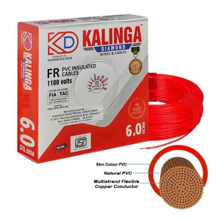 Kalinga Diamond 6.0 Sqmm Red Single Core FR PVC Insulated Copper Electrical Wire for Domestic & Industrial Purpose, Length: 90 m