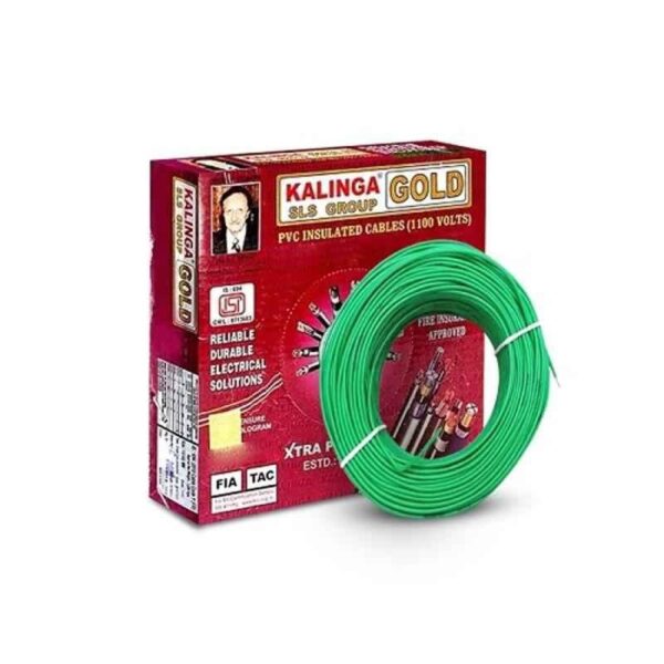 Kalinga Gold 1 Sq mm Green Single Core FR PVC Insulated Copper Electrical Wire for Domestic & Industrial Purpose, Length: 90 m