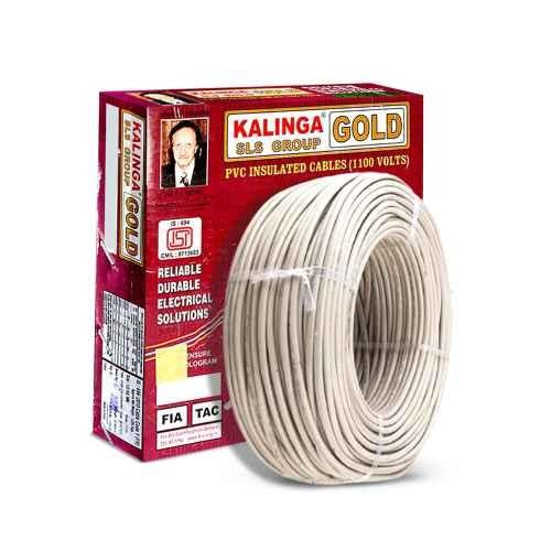 Kalinga Gold 1 Sqmm White Single Core FR PVC Insulated Copper Electrical Wire for Domestic & Industrial Purpose, Length: 90 m