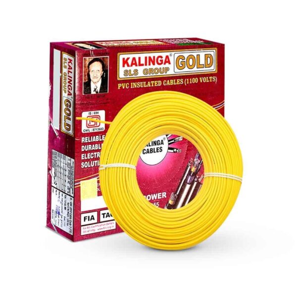 Kalinga Gold 2.5 Sq mm Yellow Single Core FR PVC Insulated Copper Electrical Wire for Domestic & Industrial Purpose, Length: 90 m