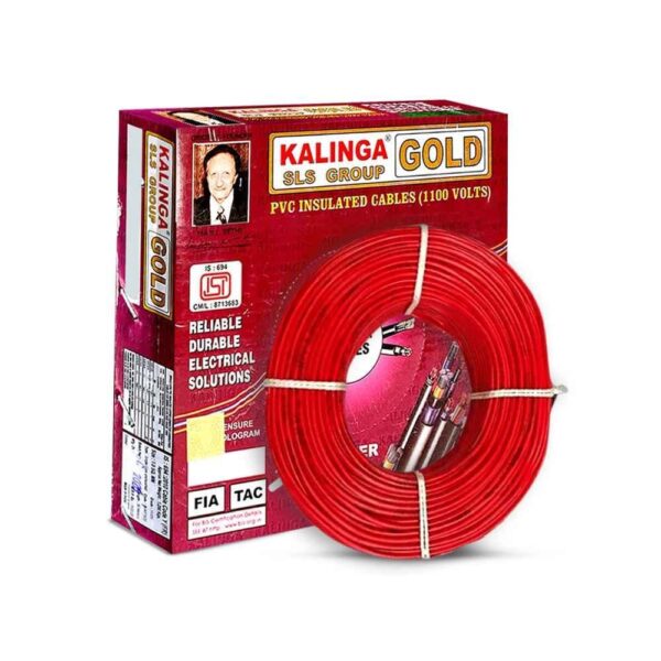 Kalinga Gold 6 Sq mm Red Single Core FR PVC Insulated Copper Electrical Wire for Domestic & Industrial Purpose, Length: 90 m