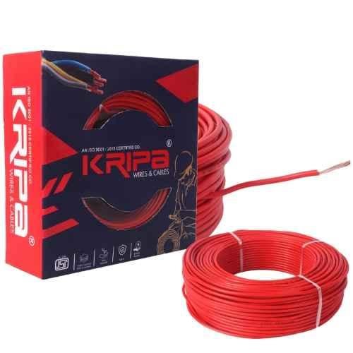 Kripa 0.75 Sqmm Single Core Red CCS Copper FR PVC Insulated House Wire, Length: 91 m