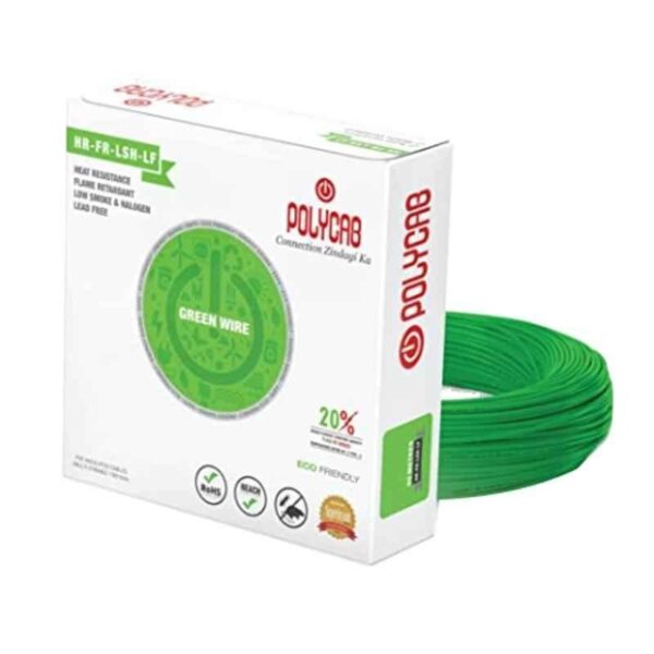 Polycab Green 0.75 Sqmm Green Single Core Multi Strand Heavy Duty FR PVC Copper Housing Wire, Length: 90 m